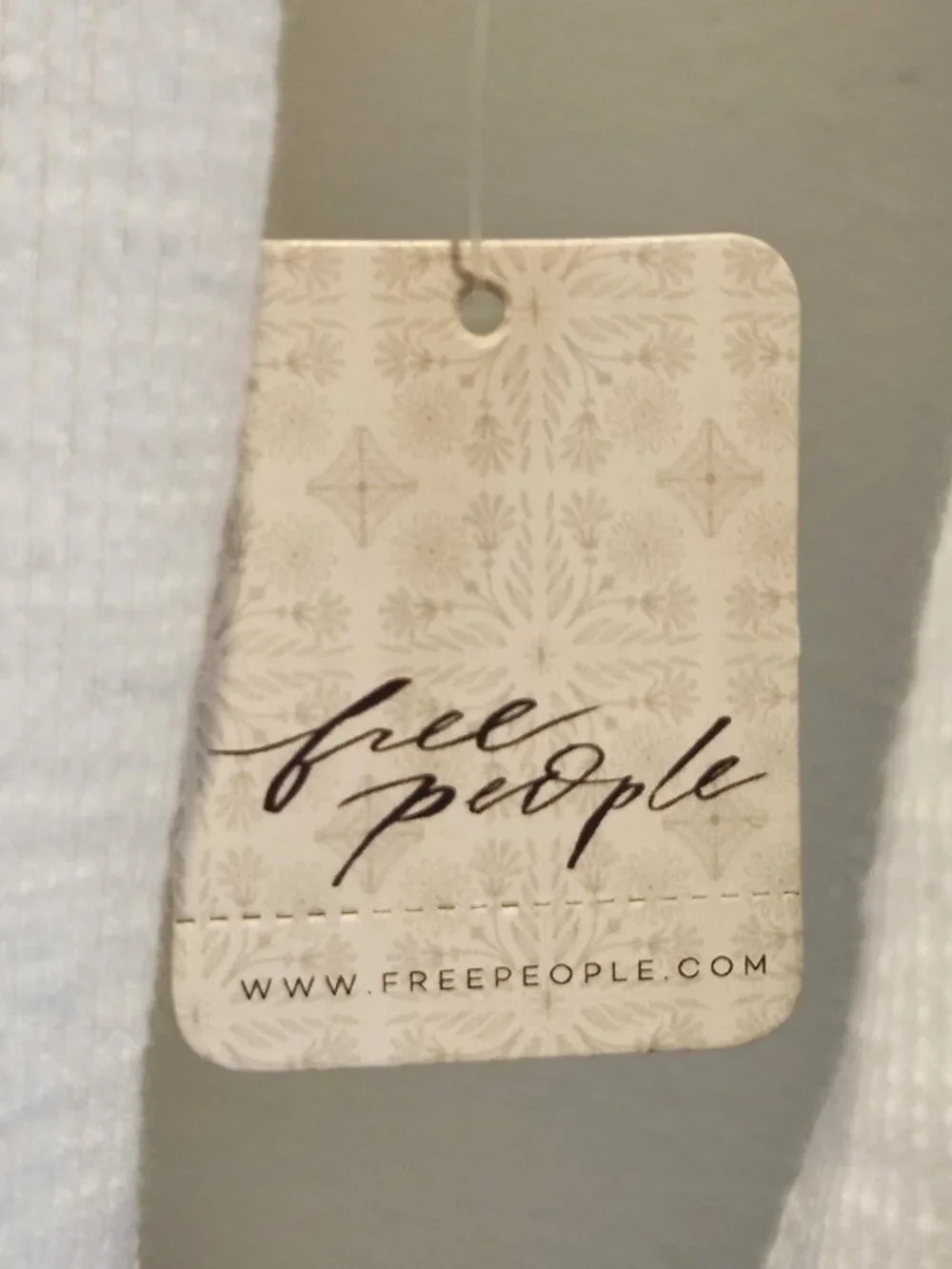 NWT~Free People~FREDDIE~Mock Neck~Long Sleeve~Shirt~Lace Panels~Painted White~SM